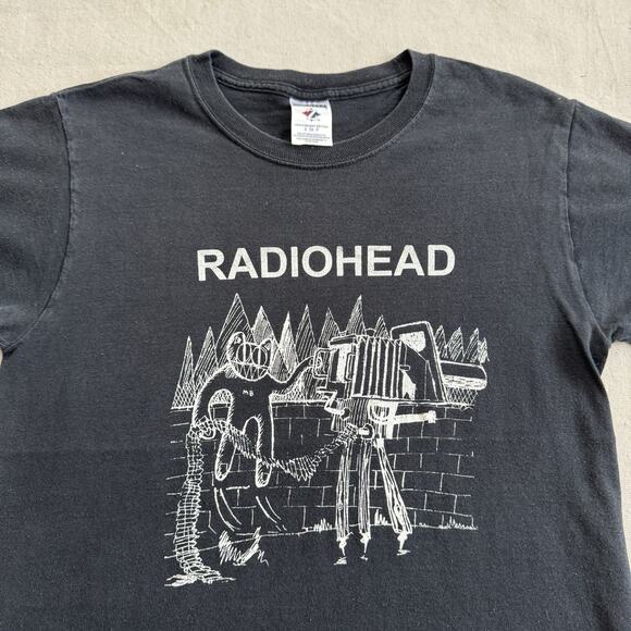 2000s Radiohead Cat Director Stanley Donwood Artwork T Shirt Black S Thom Yorke - Picture 2 of 5